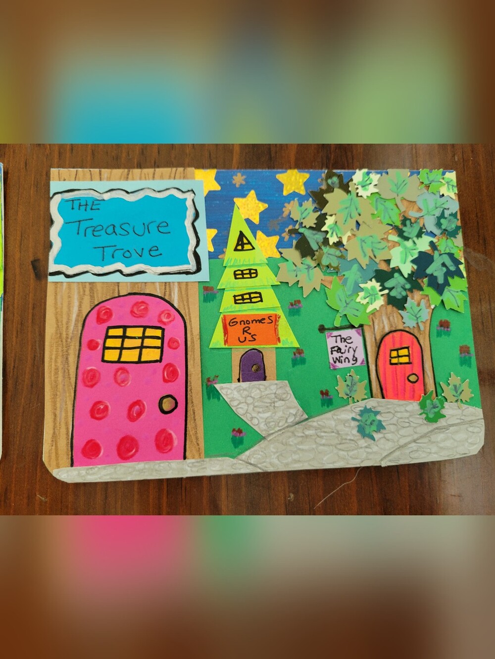 Fairy Tale Village Handmade Blank Greeting Card